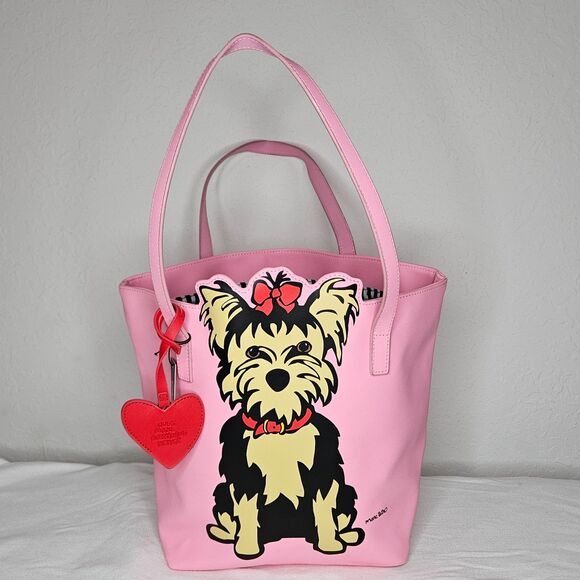 Marc Tetro Pink Yorkie Dog Tote & Wallet Set “Dogs Make Everything Better” NEW - Picture 2 of 14